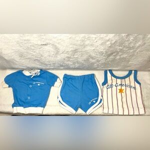 BabyFair Vintage Blue and White Baby Baseball Outfit Set